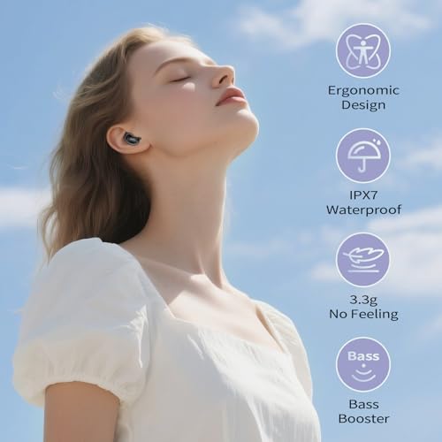 undefined Sleep Earbuds, Mini ANC Wireless Earbuds Bluetooth 5.4 Headphones Deep Bass Stereo, 48H Playtime Ear Buds, 4 ENC Noise Cancelling Mic, In Ear IP7 Waterproof Earphones for Side Sleepers,Touch Control の商品画像 7
