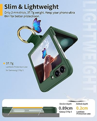 Lanhiem Capa para Samsung Galaxy Z Flip 5, [Suporte de anel] Capa protetora rígida para celular à pr