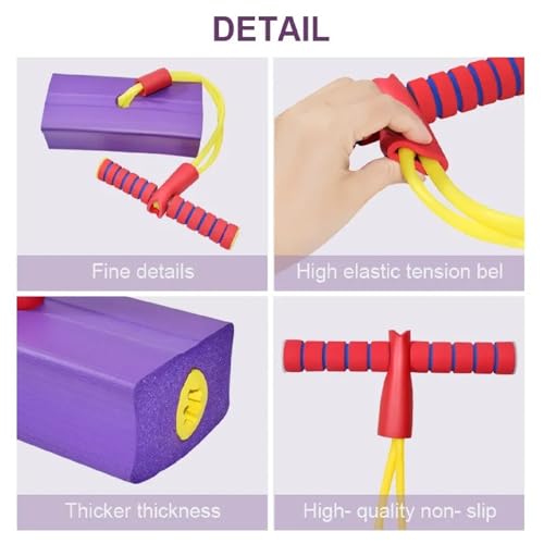 Image of CRIYALE Kids Pogo Jumper Fun and Safe Pogo Stick for Toddlers, Bouncing Toy for Ages 3 and up Holds up to 250lbs, Durable Foam Bungee Jumping Stick Makes Squeaky Sounds Improves Balance (Purple)