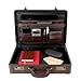 AR BRAND EST. 2021 Deluxe Faux Leather Expandable Executive Attache Case Briefcase Black AR Premium (Dark Brown)