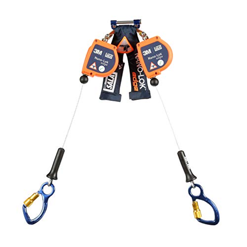 Best Cyber Monday 🔥 3M DBI-SALA Nano-Lok Edge 3500229 SRL, 8-Ft, Double-Leg 100 Percent Tie-Off, Leading/Sharp Edge Aluminum Captive Eye Carabiner, Quick Connector for Harness Mount , Orange
