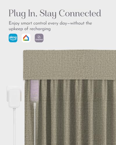Image of Graywind Motorized Curtains with Track, Room Darkening Smart Curtains, Hardwired Curtains Compatible with Alexa Google Home Remote Control for Large Windows, Custom Drapes Up to 220 inch, Haven (Brown)