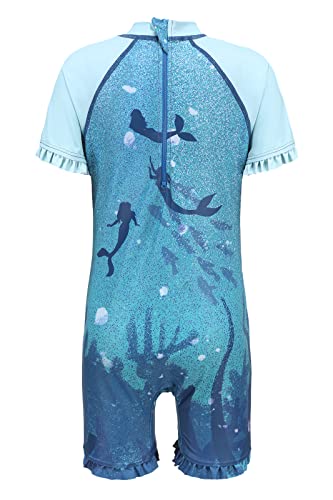 Big Girls One Piece Rash Guard Swimsuits For Kids Upf 50+ Sun Protection Short Sleeve Swim Shirt Ocean Mermaid Size 12/10-12 Years #TOP1
