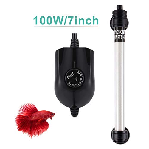 hygger 100W Mini Inline Quartz Glass Aquarium Heater with External Controller, Adjustable Submersible