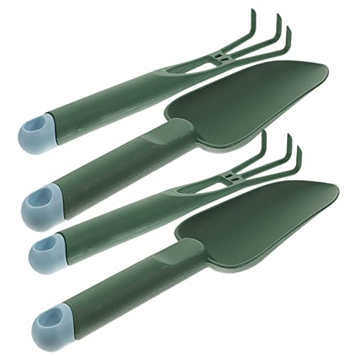 GANAZONO 2 Sets Ergonomic Plastic Gardening Trowel and Rake Tool for Planting Weeding and Trimming Lightweight and Durable Garden Tools for Bonsai and Projects