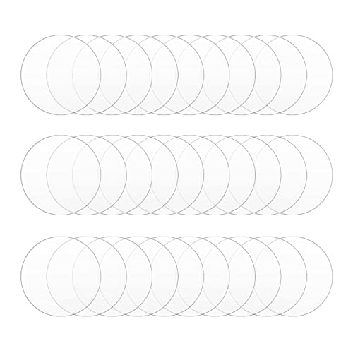 Image of 30Pcs 2 inch Clear Acrylic Discs Acrylic Circle Blanks, Round Acrylic Sheets Boards Transparent Plexiglass 0.04inch Thick Plastic Panels for DIY Craft, Sign, Paintings, Cake Decor