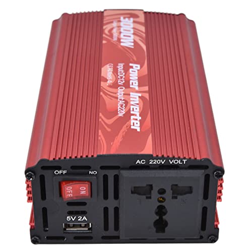 Inversor, Inversor Inteligente Recordatorio de Zumbador de Onda Sinusoidal Pura DC12V a AC220V para Luz LED para TV(rojo) Cover