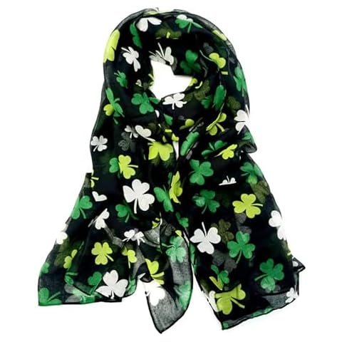 XuoAz St-Patricks-Day-Scarf Green-Shamrock Shawl-Warp Soft Lighweight-Irish-Scarf for Women Girls Cover