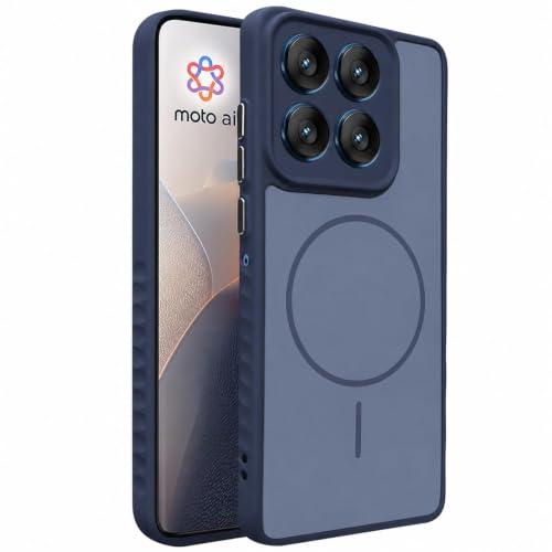 Image of VONZEE Matte Magnetic Case Compatible for Motorola Edge 70 Fusion Wireless Charging Shockproof Anti-Scratch TPU PC Slim Fit Full Protection Phone Cover for Motorola Edge 70 Fusion-Navy