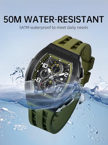 Image of Tsar Bomba Mens Watches Quartz Wristwatch for Men Waterproof 50M Analog Luxury Tonneau Chronograph Calendar Date Men's Dress Business Work Watch Gift for Men