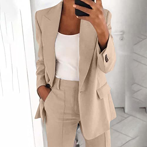 Women's Blazer Open Front Work Office Blazer Button Solid Color Pocket Jacket Blazer Lapel Long Sleeve Cardigans2