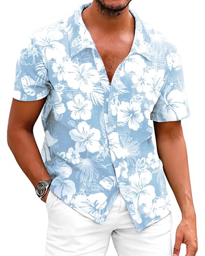 Chemise hawaïenne homme à fleur à manches courtes d'été de taille M à 3XL
