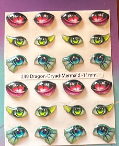249-11: 24 Pcs (12 Pairs) 3D Resin Wiggle & Googly Eyes 11mm Self-Adhesive for DIY Crafts, Clay, Felt, EVA, Polymer Clay, Sculptures, Dragon, Dryad, Mermaid, Scrapbooking & DIY Projects Colorful