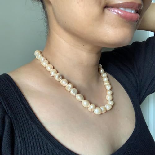Image of OVANA Pearl Necklace | Fitted With Silver Lock | Statement Necklace | Gifts for Girlfriend | Gift for Sister, Bhabhi | Gifts for Women and Girls | Gift for Her | 925 Silver Hallmarked Lock