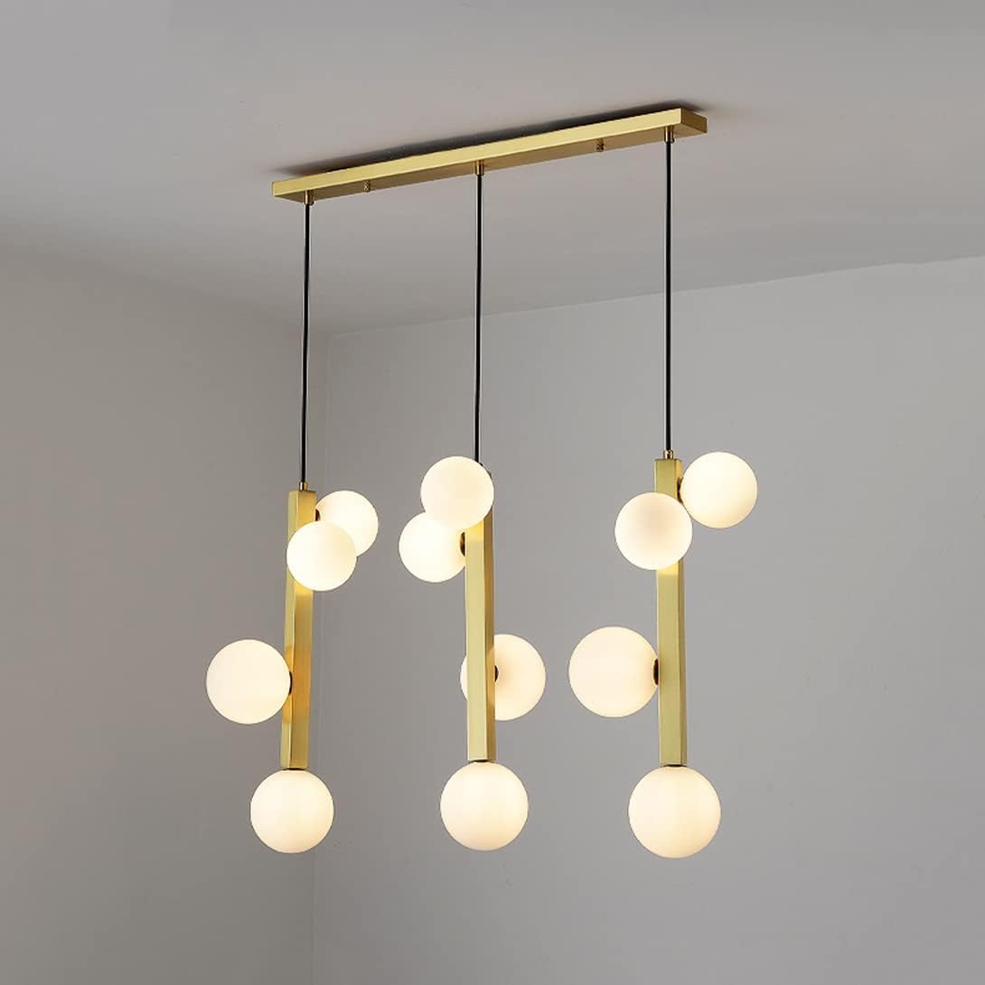 HYJAUSXB Indoor Led Ceiling Pendant, Postmodern Copper Pendant Light Glass Ball Fixtures Chandelier Lighting Hanging Compatible with Bedside Dining Room丨G4 Lighting,Foyer