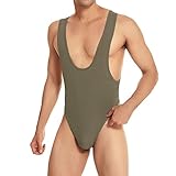 String Body Herren Erotik Wäsche Einteiler Unterhemd Stringbody Herrenbody Business Tanktop Männerbody Einteiler Bodysuit Reizunterwäsche Männer Sexy Unterwäsche Grün XL