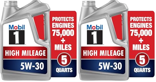 Image of Mobil 1 High Mileage Full Synthetic Motor Oil 5W-30, 5 Quart (Pack of 2)