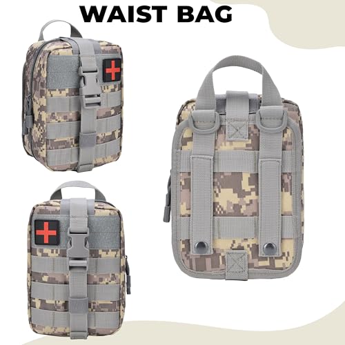 Image of Kraptick Medical MOLLE Pouch | Tactical First Aid Kit Bag | Military Emergency Medical Pouchs | Waterproof & Durable Trauma Kit Pouch | Compact MOLLE Medic Bag for Outdoor, Camping & Survival (Grey)