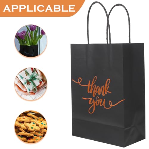 Bolsas decorativas de papel kraft negro premium con asas reforzadas para tiendas y boutiques 7