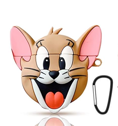 Image of Meyaar Silicone Case for Apple Airpods Pro 3 (2025) Cute Design for Airpods Pro 3 with Keychain Shockproof Protective Case Cover (Jerry (Brown))