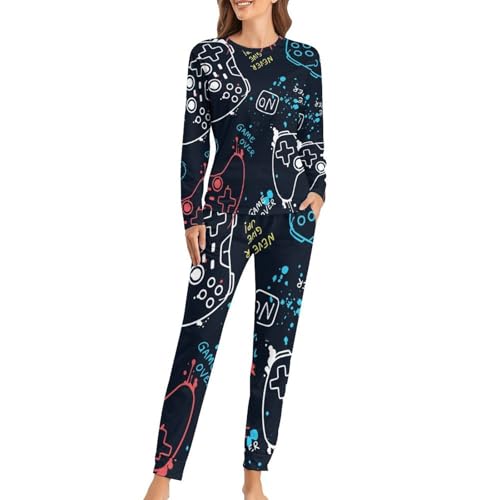 Pyjama femme t-shirt manches longues pantalon sleepwear vêtement de nuit