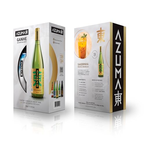 Saquê Azuma Dourado Sake Seco 740ml + Copo com Canudo