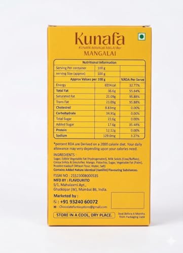 Image of Flavourito Kunafa Mango Chocolate Bar 100g, Satisfying, Sharp Snap Of Smooth Milk Chocolate that Gives Way to a Creamy, Rich, and Nutty Pistachio By DECADENT FOODS