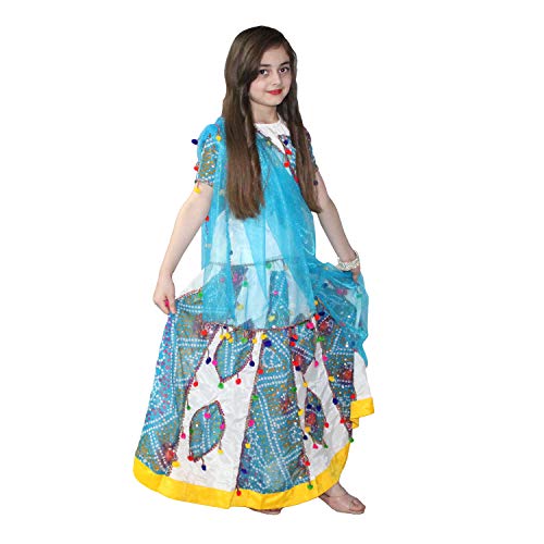Image of Kaku Fancy Dresses Polyester Indian State Gujrati Dance Costume For Kids Navratri /Garba Dance Costume For Girls - Red, 10-12 Years
