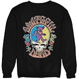 Ripple Junction Grateful Dead Steal Your Face Logo with Dancing Bears and Roses Adult Unisex Crew Neck Sweatshirt Small Black