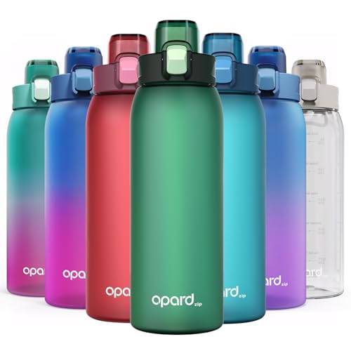 Image of Opard Zip 30oz Plastic Water Bottle Dishwasher Safe, Leakproof Flip-Top Lid, BPA Free Tritan, Wide Mouth Reusable Sports Water Bottle for Gym Hiking Commuting Outdoor Travel and School