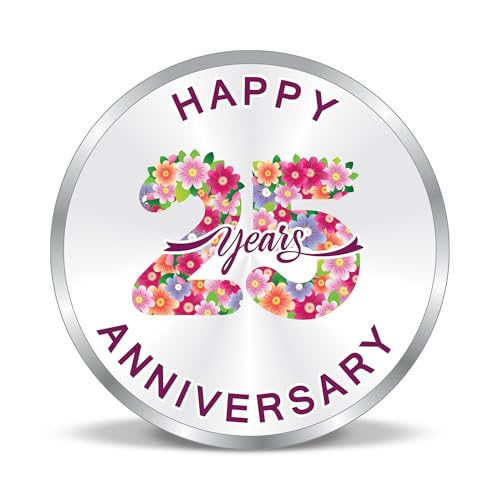 Precious Moments 20 Grams Silver Coin 25th Happy Anniversary Floral Design BIS Hallmarked 999 Pure by ACPL