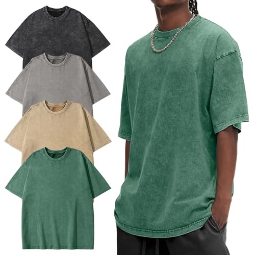 Image of Eiscntd Mens Oversized T-Shirts Heavyweight Cotton Vintage Unisex Baggy Tee