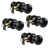 Foinwer Black Passage Door Knobs Closet, Interior Passage Door Lock Handle Set Without Key, Keyless