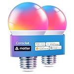 Consciot Smart Light Bulbs,WiFi Bluetooth Bulbs Works with Alexa/Google Home/Siri/SmartThings, RGBTW Color Changing LED Light Bulb, Music Sync Smart Bulbs E26 9W 800LM A19 Matter Smart Bulb, 2 Pack