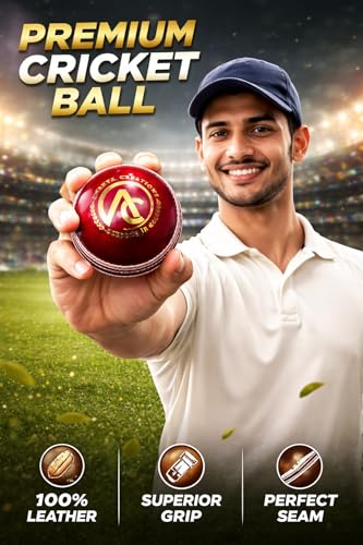 Image of Ananya Creations Classic Red 4 piece Leather Cricket Ball -60 Overs (Super Test) | Premium Hand Stitched | Durable for Test, ODI, T20 & Practice Matches | Swing & Seam Optimized | Premium Shine (6)