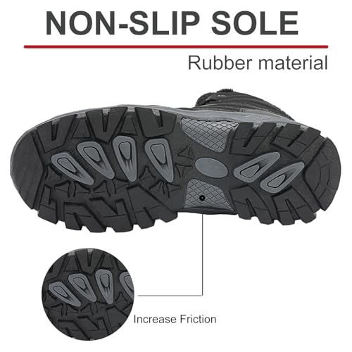 DANNTO Herren Warme Gefütterte Winterschuhe Winterstiefel Wanderschuhe Trekkingschuhe Draussen Schneestiefel (Schwarz-C,45)