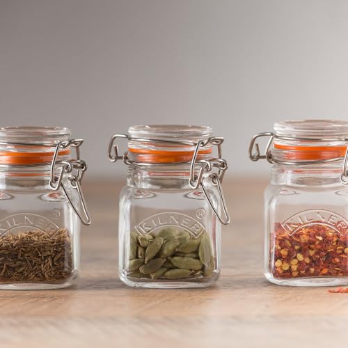 Image of Kilner Premium 70ml Airtight Square Mini Clip Top Glass Jar for Food Storage | Multipurpose, BPA Free, Reusable Small Kitchen Container
