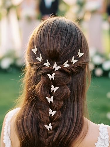 Pinzas para el cabello mini mariposa doradas con pedrería 15 pcs miniatura 7