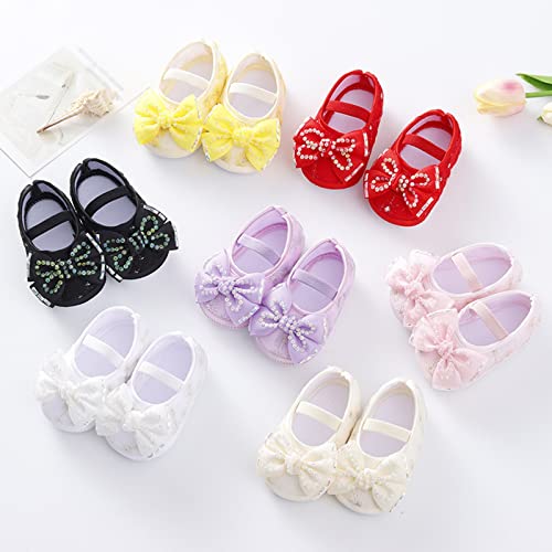 0 to 18 Months Baby Toddler First Walking Non-Skid Shoes Fashion Soft Sole Pearl Dress Flower Princess Shoes3