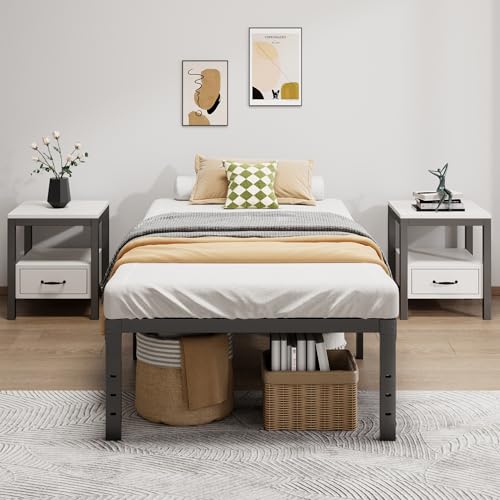 Image of LUMUNANCE Metal Bed Frame Twin Size - 16 Inch Heavy-Duty Twin Platform Bed Frame No Box Spring Needed, Easy Assembly, Noise-Free, Sturdy Mattress Foundation, Underbed Storage Space
