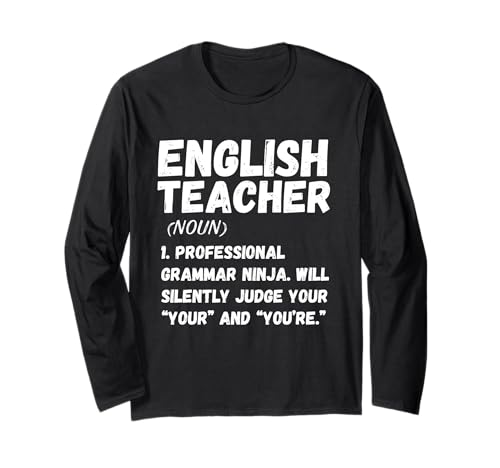 English Teacher Definition – Grammar Humor Classroom Tee Maglia a Manica