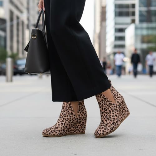 Image of Dunes Women's Zoey Wedge Bootie, Soft Vegan Suede, Easy Slip-On Design, Memory Foam, Wide Widths Available