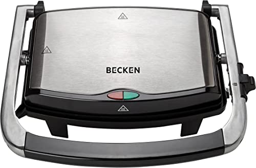 Sandwicheras Grill Becken Sandwichera, Placas Grill Antiadherentes, 1000W, Acero Inoxidable y Negro