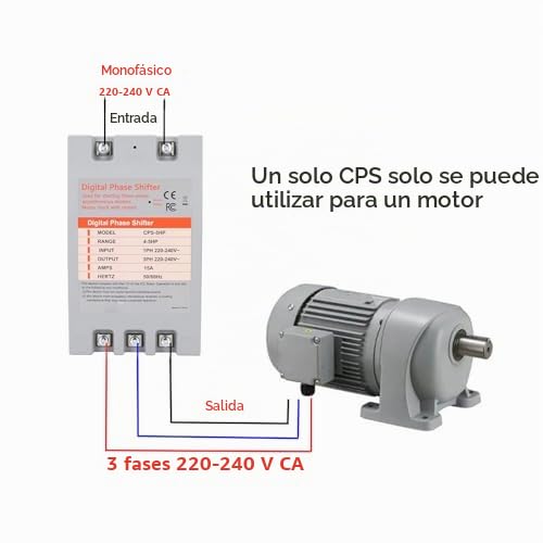 Convertidor Monofásico a Trifásico de 5 Caballos de Fuerza, Convertidor de Fase Digital para Conversión de Energía de Equipos de Motor para Herramientas de Garaje y Maquinaria de
