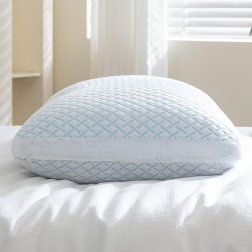 Shredded Memory Foam Cooling Soft Pillow King Size, Adjustable Hypoallergenic Hotel Quality Pillow for Side, Back or Stomach Sleeper, Bamboo Viscose Cover, Oeko-TEX Certified