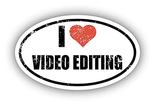 I Love Video Editing I Heart Euro Oval Sticker Vinyl 3M Decal 3 in x 5 in