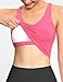 THE GYM PEOPLE Women's Longline Sports Bra Wirefree Padded Workout Yoga Tank Top Bright Pink