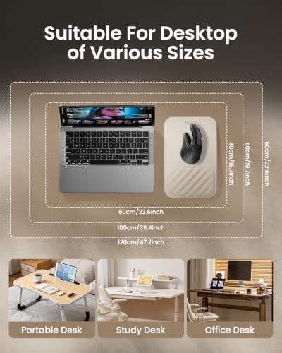 Image of ProtoArc MP50 Ergonomic Mouse Pad with Wrist Rest, MP50 Mousepad with Massage Design, Soft Memory Foam and Non-Slip PU Base for Pain Relief, Desk, Home, Office, 12x8 Inches, Beige (Mouse Not Included)