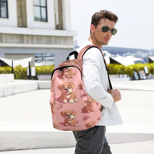 Sac à dos portable imprimé chiots patte rose léger et imperméable - 6