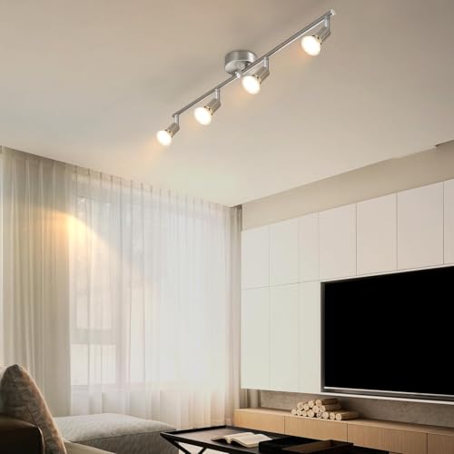 Glitzerlife LED Deckenstrahler 4 Flammig Deckenleuchte - Deckenlampe Deckenspot GU10 Küchenlampe Modern Schlafzimmerlampe innen Schwenkbar 350° für Wohnzimmer Flur Ohne Leuchtmittel